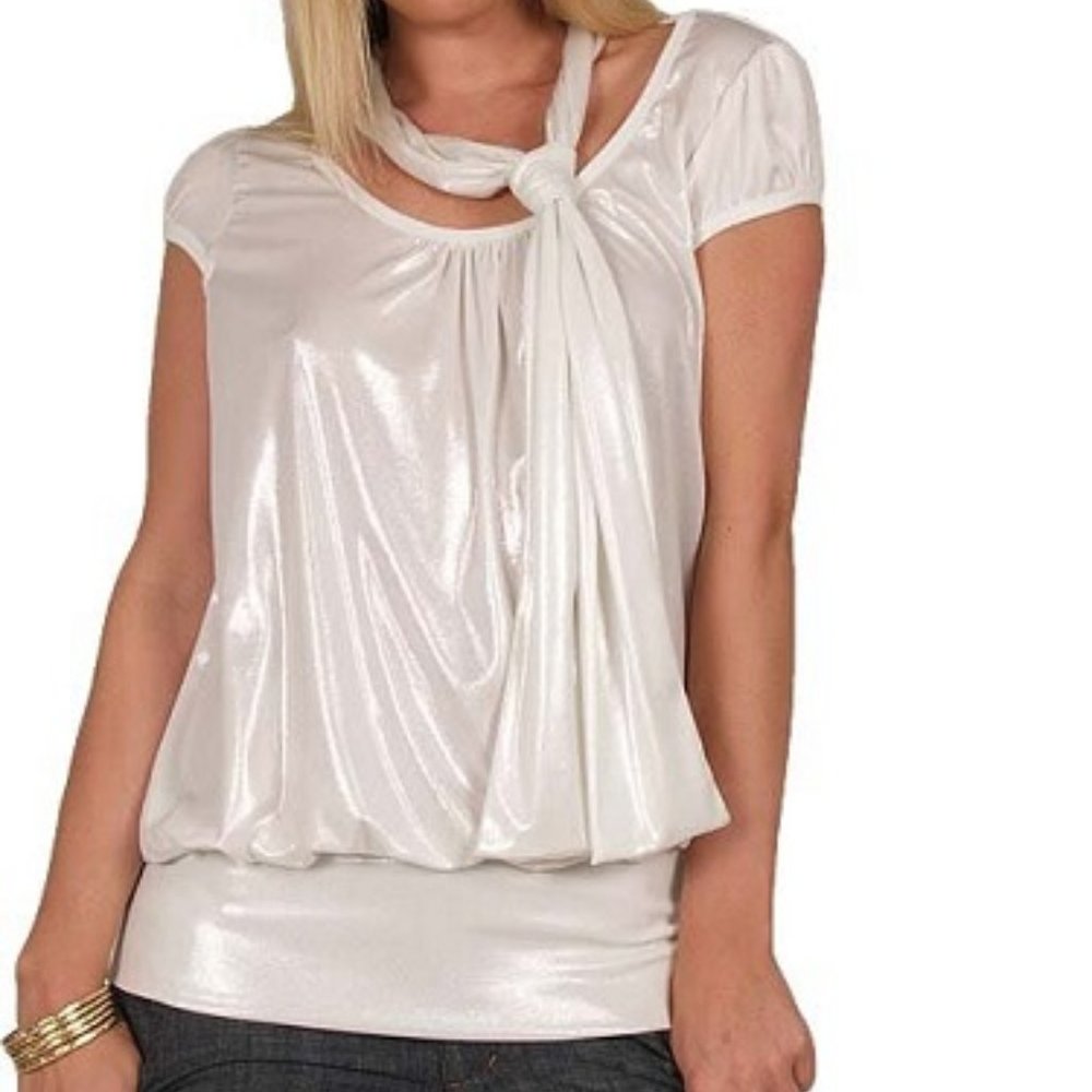RAMPAGE  Shimmer Banded Knit Top NWT